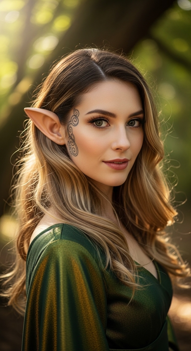 Fantasy portrait of an elf woman in ornate armour, painterly lighting