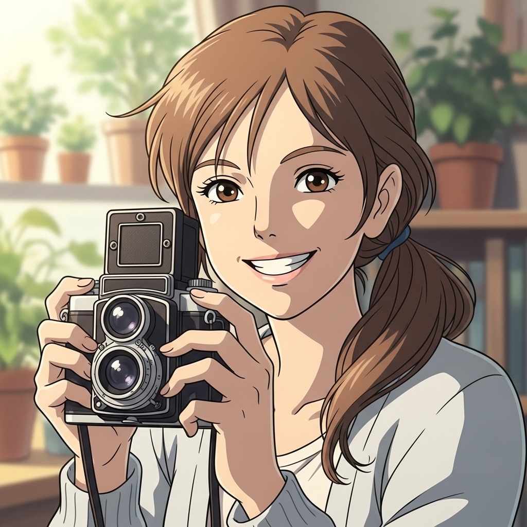 Studio Ghibli style preset: hand-drawn anime landscape with soft pastel colours